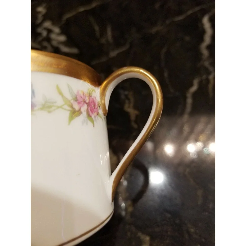 Antique C. AHRENFELDT Limoges Demitase Cup & Saucer Fine Porcelain